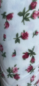 Load image into Gallery viewer, Red rose on white Fleece sold By The Yard 60" Wide

