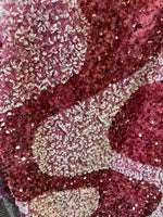 Load image into Gallery viewer, Dusty Rose White Sequin Embroidered Fabric | Sparkly Glam Fabric for Dresses, Costumes, Event Decor &amp; Crafts
