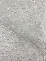 Load image into Gallery viewer, White pearls sequins on mesh fabric, 54 inches wide
