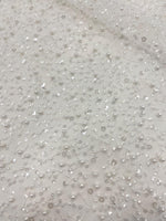 Load image into Gallery viewer, White pearls sequins on mesh fabric, 54 inches wide
