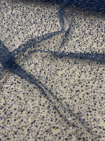 Load image into Gallery viewer, Blue pearls sequins on mesh fabric, 54 inches wide
