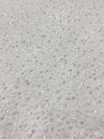 Load image into Gallery viewer, Ivory pearls sequins on mesh fabric, 54 inches wide
