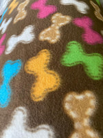 Load image into Gallery viewer, Multi Bone Fleece Fabric by the Yard | Soft Anti-Pill Fleece | On Brown Fleece for Blankets, Crafts, Apparel &amp; DIY Projects
