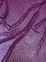 Load image into Gallery viewer, Purple Diamond Rhinestone Mesh Fabric – Sparkly Crystal Net Fabric by the Yard for Costumes, Dancewear, Gowns, DIY Crafts

