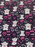 Load image into Gallery viewer, Dark Teddy Bear Angel Baby Spandex Fabric – Stretch 4 way by the Yard – Goth

