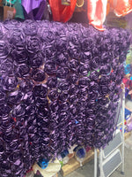 Load image into Gallery viewer, Purple Satin Bridal Petal Rosette on mesh Fabric 52" Wide Sold By The Yard
