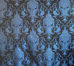 Load image into Gallery viewer, Navy Blue Damask Chenille Upholstery Fabric – Elegant Baroque Pattern, Home Décor &amp; Drapery Material by the Yard
