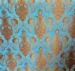 Load image into Gallery viewer, Turquoise Damask Chenille Upholstery Fabric – Elegant Baroque Pattern, Home Décor &amp; Drapery Material by the Yard
