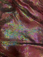 Load image into Gallery viewer, Burgundy foil Snake design on a stretch velvet fabric-Sold by the yard.
