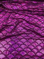 Load image into Gallery viewer, Mermaid 4-Way Stretch Purple  Hologram Spandex Metallic foil scales Fabric by the yard 60” wide
