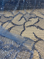 Load image into Gallery viewer, Blue Sequin Embroidered Fabric – Luxury Mesh Lace Material for Dresses, Gowns, Costumes &amp; Event Decor
