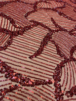 Load image into Gallery viewer, Red Sequin Embroidered Fabric – Luxury Mesh Lace Material for Dresses, Gowns, Costumes &amp; Event Decor
