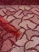Load image into Gallery viewer, Red Sequin Embroidered Fabric – Luxury Mesh Lace Material for Dresses, Gowns, Costumes &amp; Event Decor
