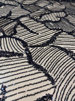 Load image into Gallery viewer, Black Sequin Embroidered Fabric – Luxury Mesh Lace Material for Dresses, Gowns, Costumes &amp; Event Decor
