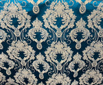 Load image into Gallery viewer, Teal Damask Jacquard Upholstery Fabric – Luxury Baroque Brocade by the Yard 54” wide
