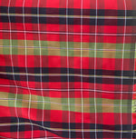 Load image into Gallery viewer, Red Green Plaid Faux Silk Shantung Fabric – Tartan Check Material for Apparel, Costumes &amp; Crafts by the Yard
