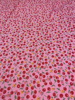 Load image into Gallery viewer, Spandex cherry on dark pink swimsuit clothing fabric per yard 60" wide
