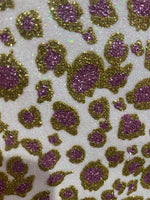 Load image into Gallery viewer, Leopard glitter purple /gold sparkle craft Upholstery Faux vinyl by the yard 52” wide
