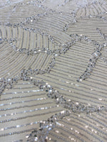 Load image into Gallery viewer, Silver Sequin Embroidered Fabric – Luxury Mesh Lace Material for Dresses, Gowns, Costumes &amp; Event Decor
