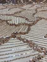 Load image into Gallery viewer, Rose Sequin Embroidered Fabric – Luxury Mesh Lace Material for Dresses, Gowns, Costumes &amp; Event Decor

