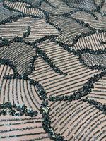 Load image into Gallery viewer, Emerald Sequin Embroidered Fabric – Luxury Mesh Lace Material for Dresses, Gowns, Costumes &amp; Event Decor
