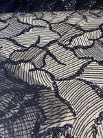 Load image into Gallery viewer, Black Sequin Embroidered Fabric – Luxury Mesh Lace Material for Dresses, Gowns, Costumes &amp; Event Decor
