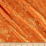 Load image into Gallery viewer, Orange Jacquard brocade satin fabric Floral 58" wide per yard
