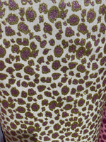 Load image into Gallery viewer, Leopard glitter purple /gold sparkle craft Upholstery Faux vinyl by the yard 52” wide
