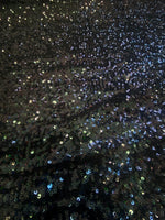 Load image into Gallery viewer, Multi heavy Sequin glitz stretch Fabric on black- 54” Wide By The Yard

