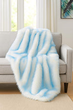 Load image into Gallery viewer, King Queen Twin Bedspread baby blue shaggy tips Exotic Blanket Throw Faux Fur Comforters Bedding Decor Luxurious Handmade

