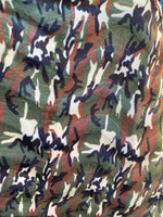 Load image into Gallery viewer, Green Camouflage print Velboa Fabric BY THE YARD 60" Wide
