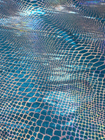 Load image into Gallery viewer, Turquoise hologram Giant Snake Scales Spandex Fabric 4 way stretch 58" wide
