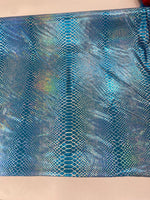 Load image into Gallery viewer, Turquoise hologram Giant Snake Scales Spandex Fabric 4 way stretch 58" wide
