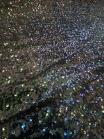 Load image into Gallery viewer, Multi heavy Sequin glitz stretch Fabric on black- 54” Wide By The Yard

