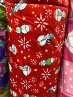 Load image into Gallery viewer, Red Snowman Fleece Fabric | Cozy Christmas Winter Print | Soft Anti-Pill Fleece by the Yard

