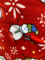 Load image into Gallery viewer, Red Snowman Fleece Fabric | Cozy Christmas Winter Print | Soft Anti-Pill Fleece by the Yard
