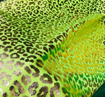 Load image into Gallery viewer, Bronze leopard foil neons yellow Nylon Spandex dance swimsuits stretch 58" wide  Sportswear
