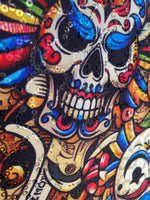 Load image into Gallery viewer, Sugar Skulls, Money Prints, Emojis, Flames Flowers – Stretch Fabric for Swimwear, Activewear, Dance &amp; Crafts
