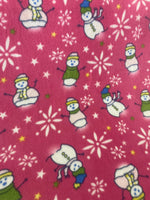 Load image into Gallery viewer, Pink Snowman Fleece Fabric | Cozy Christmas Winter Print | Soft Anti-Pill Fleece by the Yard
