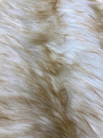 Load image into Gallery viewer, Luxury White  Golden Beige Faux Fur Fabric – Soft Long Pile Shag Fur Plush Fabric by the Yard for Blankets, Costumes Home Décor
