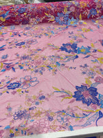 Load image into Gallery viewer, Sparkling Floral Glitter Mesh Fabric On Pink Embroidered Lace | Glitter Tulle Fabric for Dresses, Gowns, Crafts &amp; Special Events
