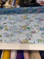 Load image into Gallery viewer, Sparkling Floral Glitter Mesh Fabric On blue Embroidered Lace | Glitter Tulle Fabric for Dresses, Gowns, Crafts &amp; Special Events
