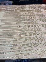 Load image into Gallery viewer, Gold 3D Floral Sequin Lace Fabric on Mesh – Wedding Dress Lace • Bridal Gown Material • Luxury Embroidery Fabric by the Yard
