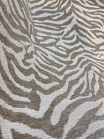 Load image into Gallery viewer, Beige Zebra Print Chenille Upholstery Fabric – Animal Print Decorative Fabric by the Yard
