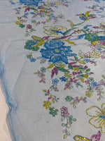 Load image into Gallery viewer, Sparkling Floral Glitter Mesh Fabric On blue Embroidered Lace | Glitter Tulle Fabric for Dresses, Gowns, Crafts &amp; Special Events
