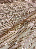 Load image into Gallery viewer, Gold 3D Floral Sequin Lace Fabric on Mesh – Wedding Dress Lace • Bridal Gown Material • Luxury Embroidery Fabric by the Yard
