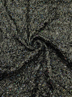 Load image into Gallery viewer, Black Pleated Stretch Satin Ruffle Trim with Hologram Sequins  Sparkle Fabric – 24" Wide Embellished Trim for Costumes &amp; Crafts
