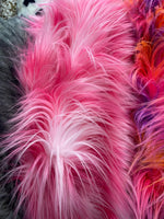 Load image into Gallery viewer, Bubble gum and white  Faux Fur fabric by the yard 60" wide
