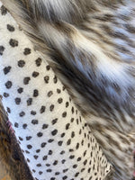 Load image into Gallery viewer, Ivory brown Raccoon 2 Tone Faux Fur Upholstery Fabric by the yard
