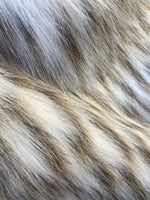 Load image into Gallery viewer, Ivory brown Raccoon 2 Tone Faux Fur Upholstery Fabric by the yard
